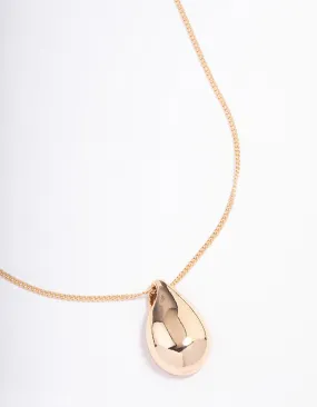 Gold Mini Pear Drop Pendant Necklace