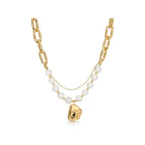 Gold Pearl Layered Necklace