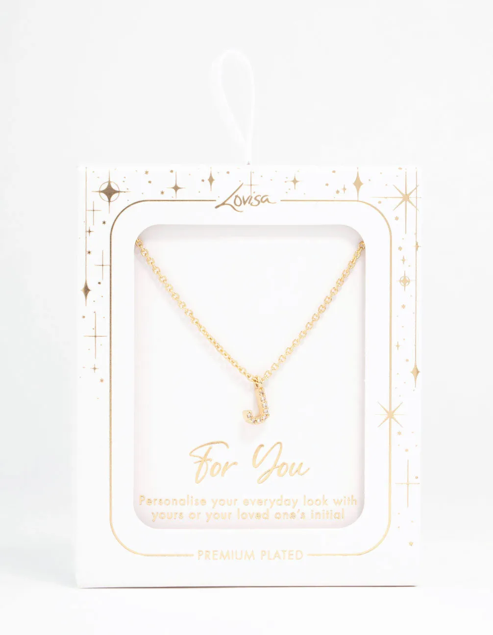 Gold Plated Cubic Zirconia Letter J Necklace