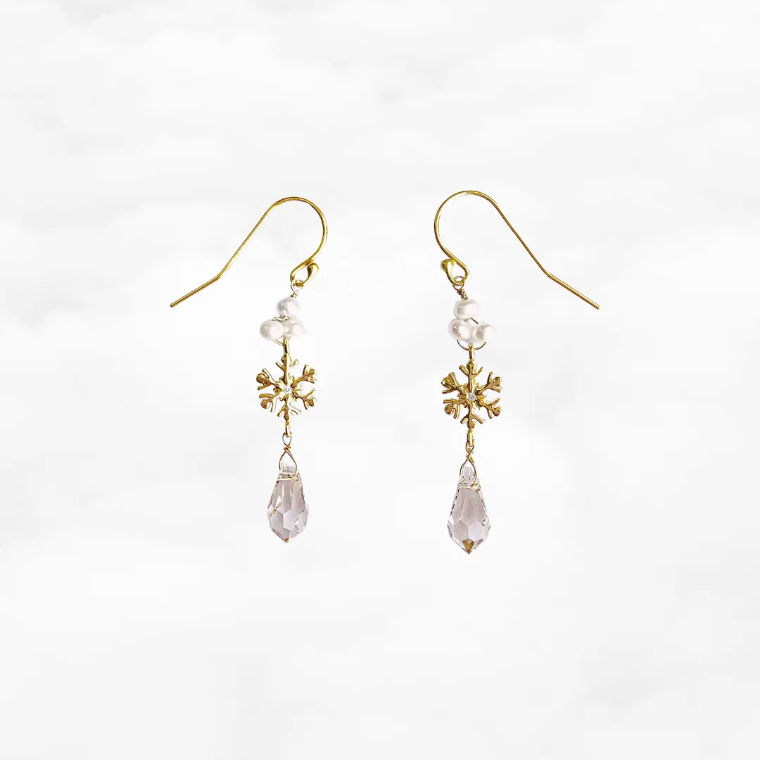 Gold Snowflake Drop Earrings