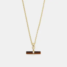 Gold Tigers Eye T-Bar Necklace