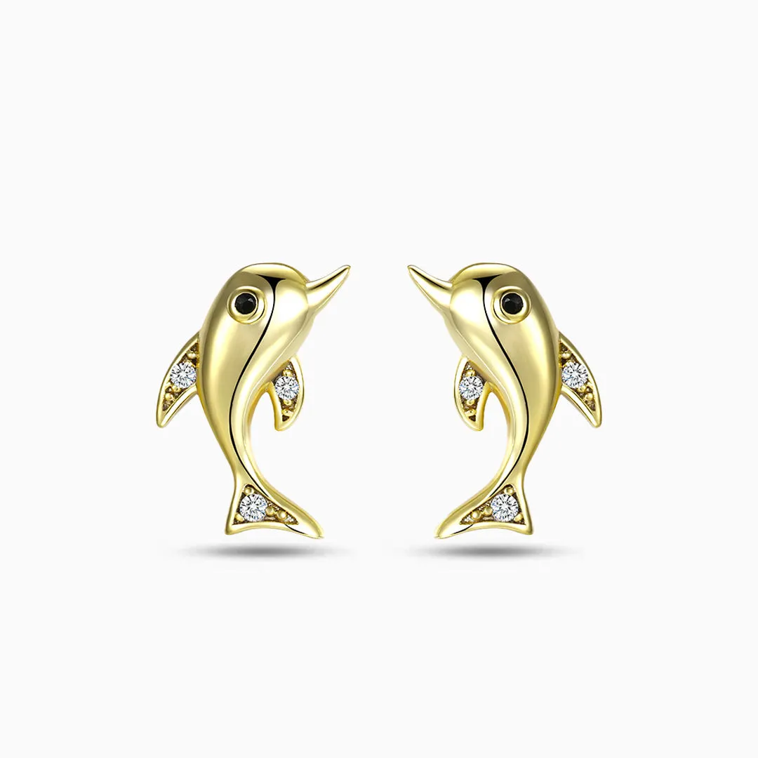 Golden Dolphin Earrings