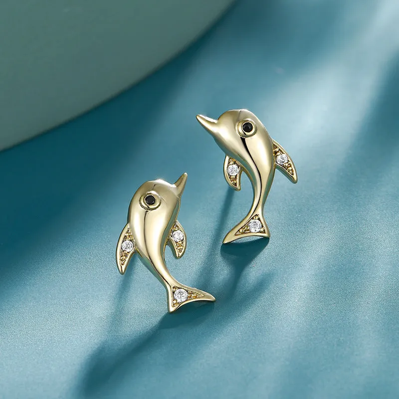 Golden Dolphin Earrings