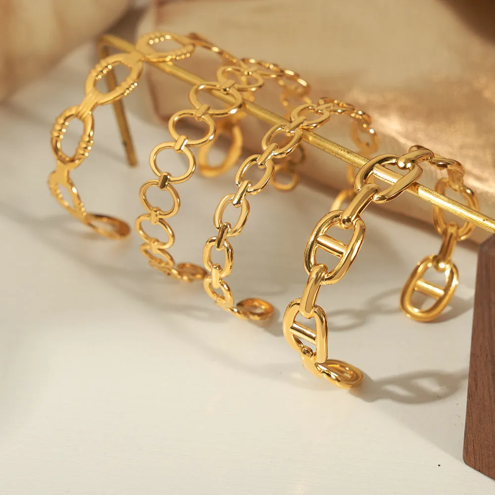 Golden Geometric Hollow Bracelet - Fashionable Titanium Steel Jewelry