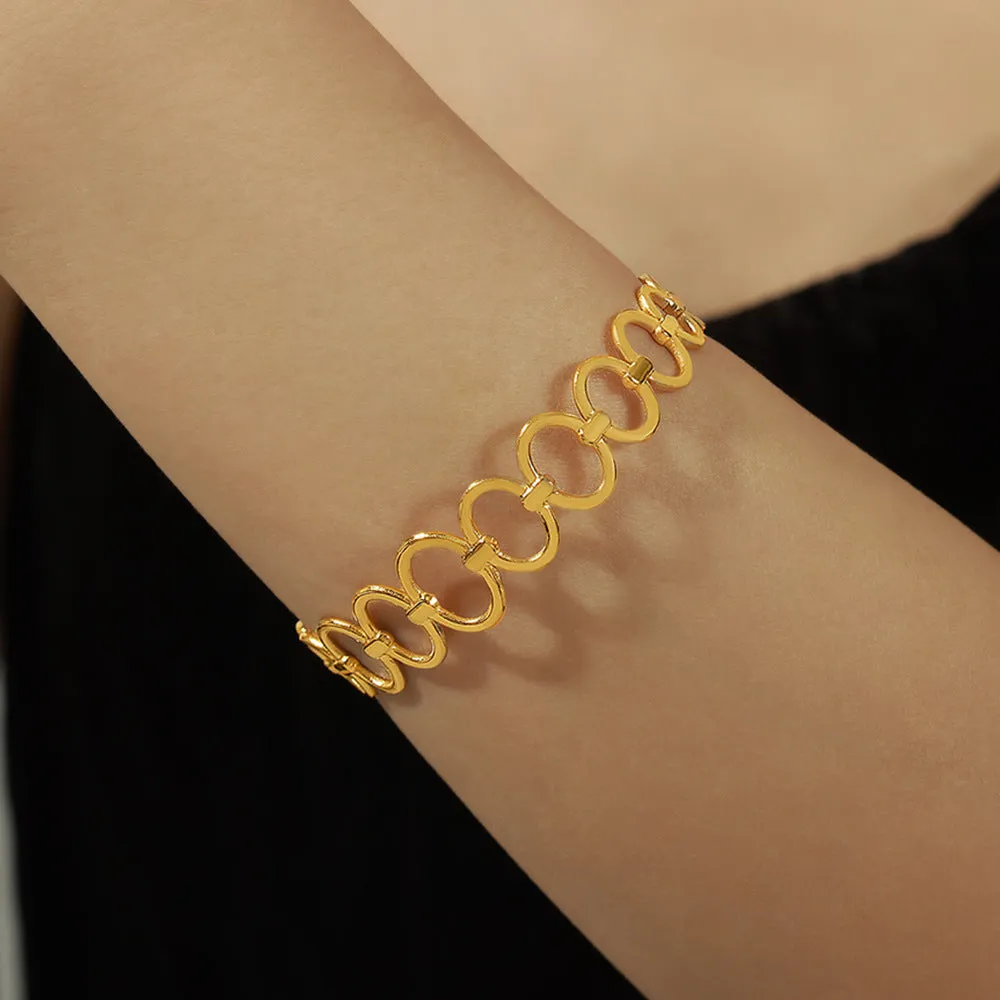 Golden Geometric Hollow Bracelet - Fashionable Titanium Steel Jewelry