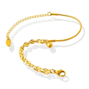 Golden Steel Ball Pendant Bracelet with Double Lip Chain - Campus Style Jewelry