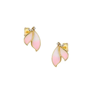 Gradient Peach Blossom Petal Silver Studs Earrings for Women