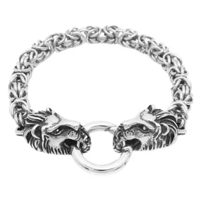 Handcrafted Retro Zodiac Snake Head Bracelet with Skull Lion O-Chain in Titanium Steel for Men