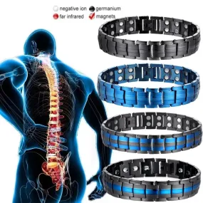 HealthCare Titanium Steel Double Row Magnetic Bangle Anti-Fatigue Therapy Bracelets for Men Arthritis Pain Relief Energy Jewelry