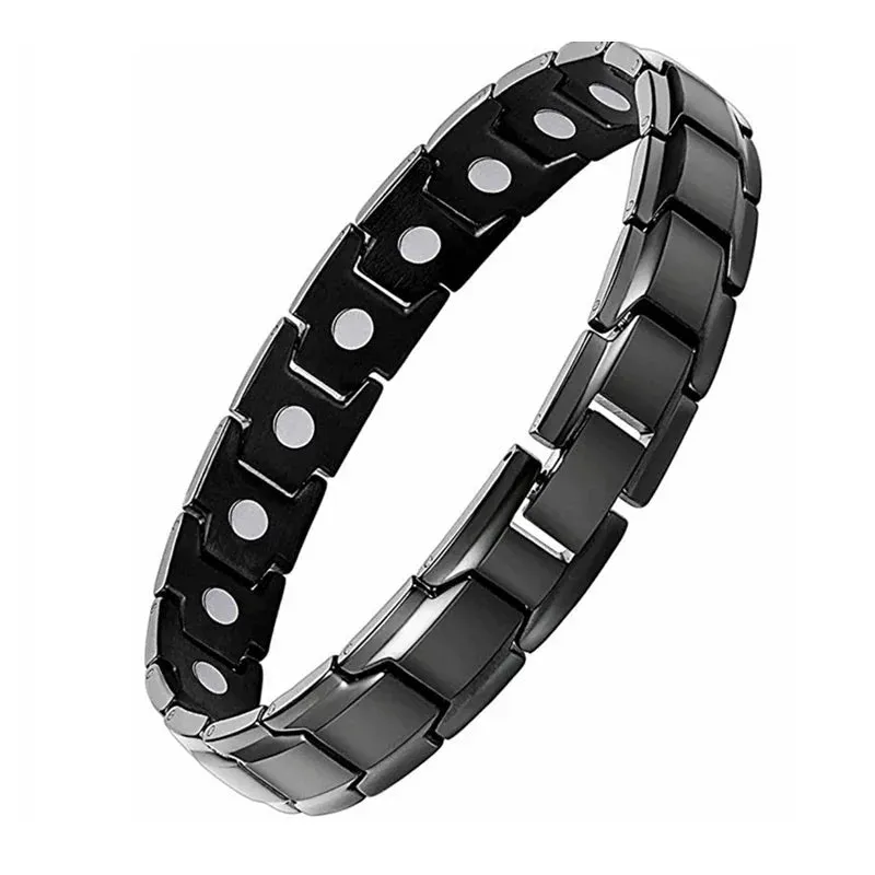 HealthCare Titanium Steel Double Row Magnetic Bangle Anti-Fatigue Therapy Bracelets for Men Arthritis Pain Relief Energy Jewelry