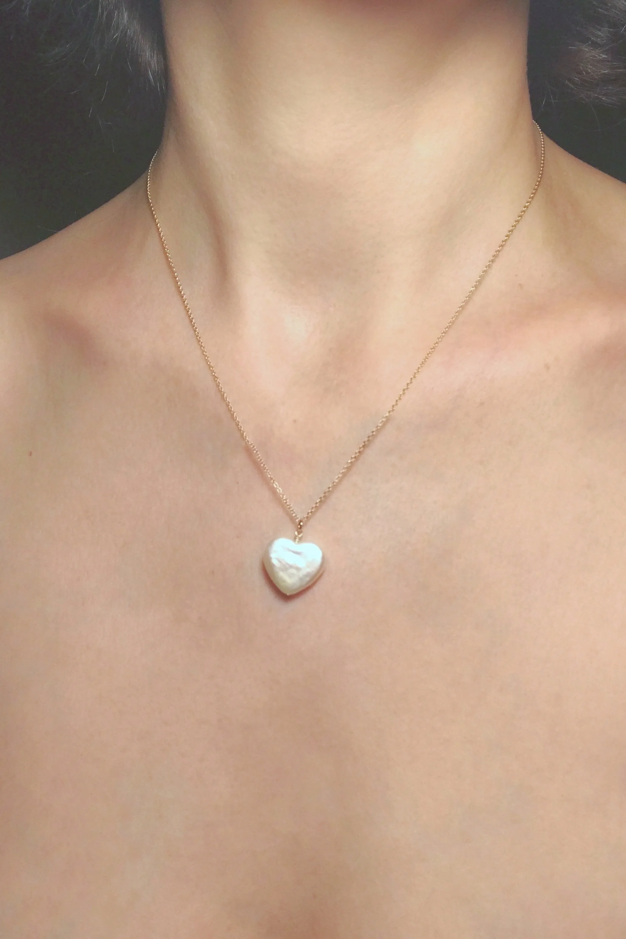 Heart Necklace with Rare Gold color Freshwater Heart Shape Pearl