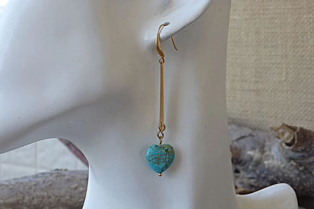 Heart Shaped Turquoise Earrings