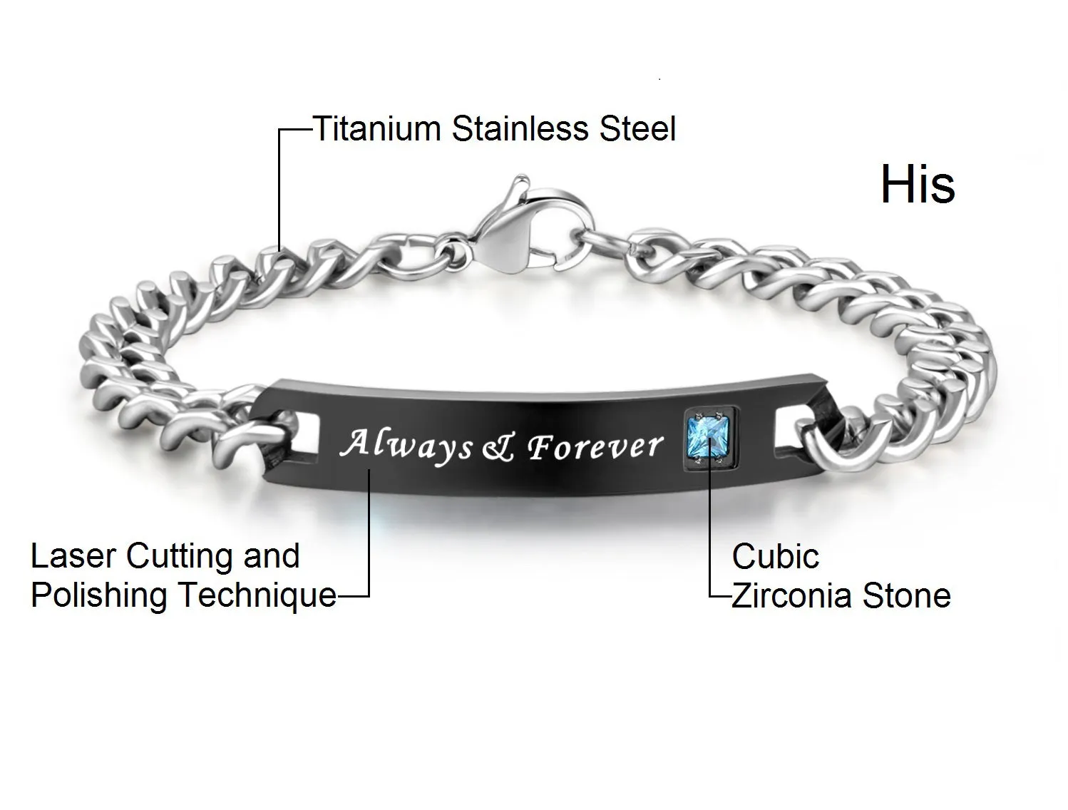 His & Hers Matching Set Always and Forever Couple Bracelets, Valentine, Anniversary, Wedding, Promise, Engagement Gift