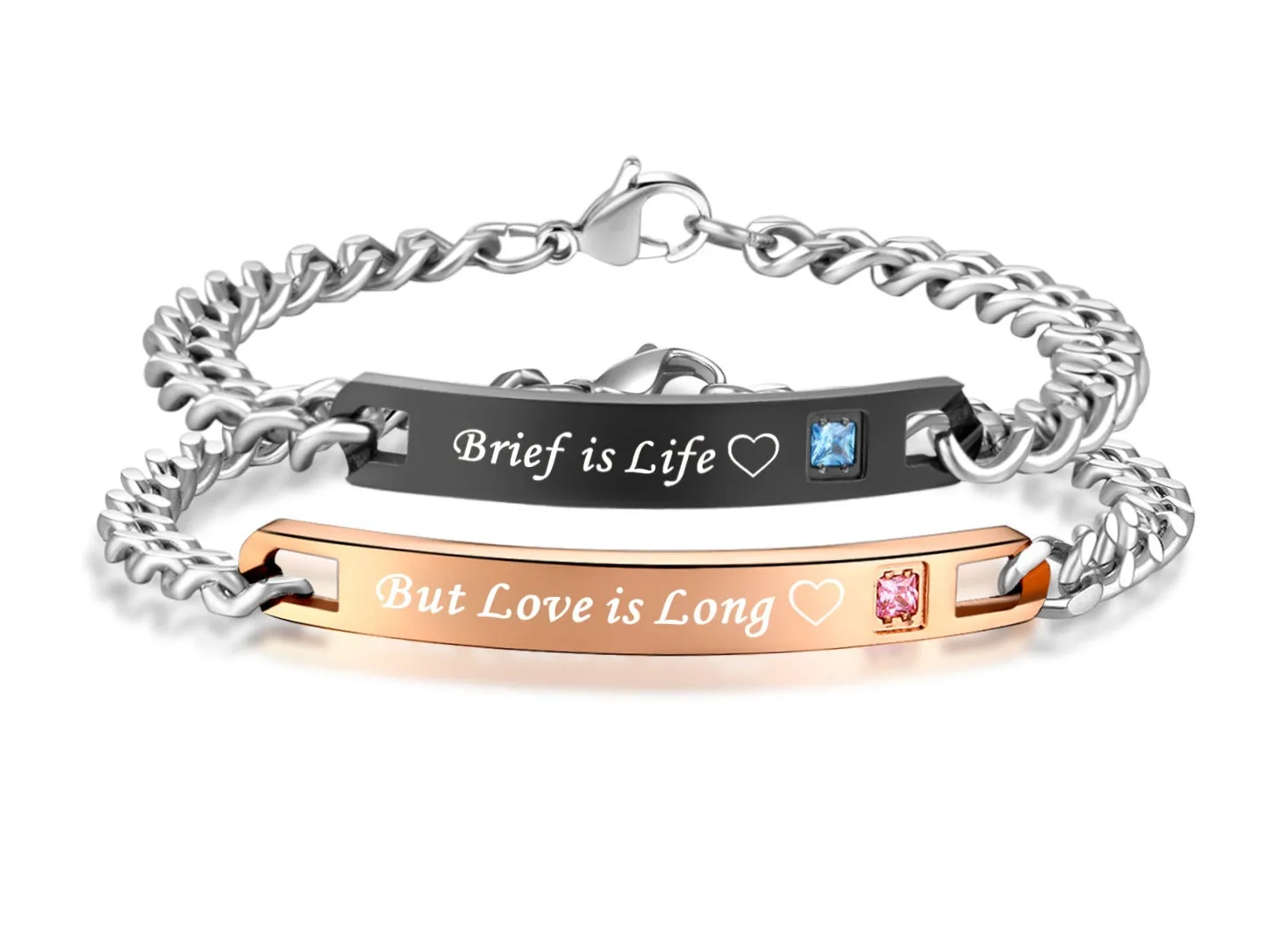 His & Hers Matching Set Brief Is Life but Love Is Long Couple Bracelets, Valentine, Anniversary, Wedding, Promise, Engagement Gift