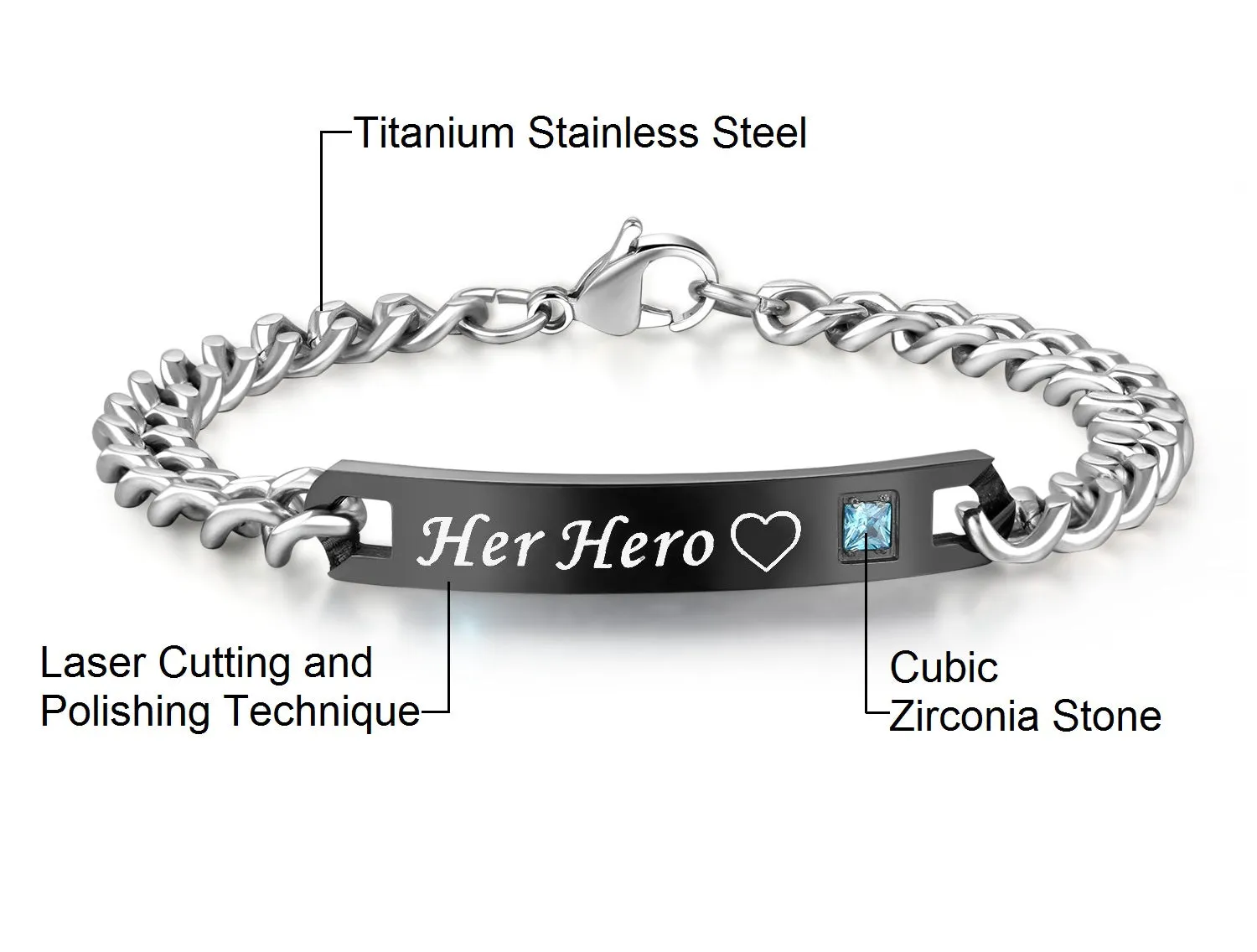 His & Hers Matching Set Hero and Heroine Couple Bracelets, Valentine, Anniversary, Wedding, Promise, Engagement Gift