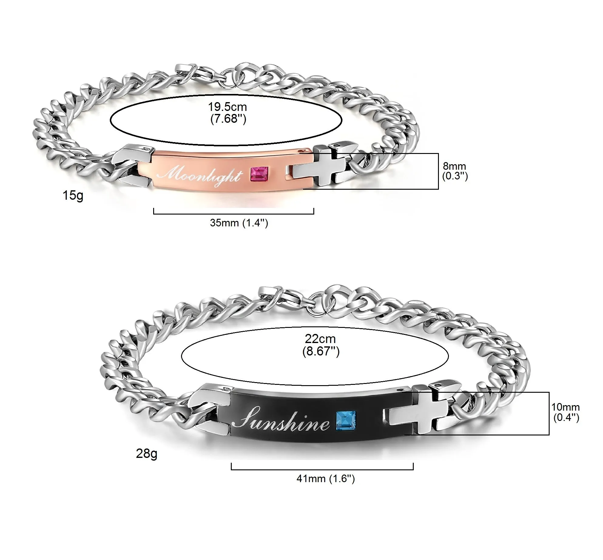 His & Hers Matching Set Sunshine and Moonlight Couple Bracelets, Valentine, Anniversary, Wedding, Promise, Engagement Gift