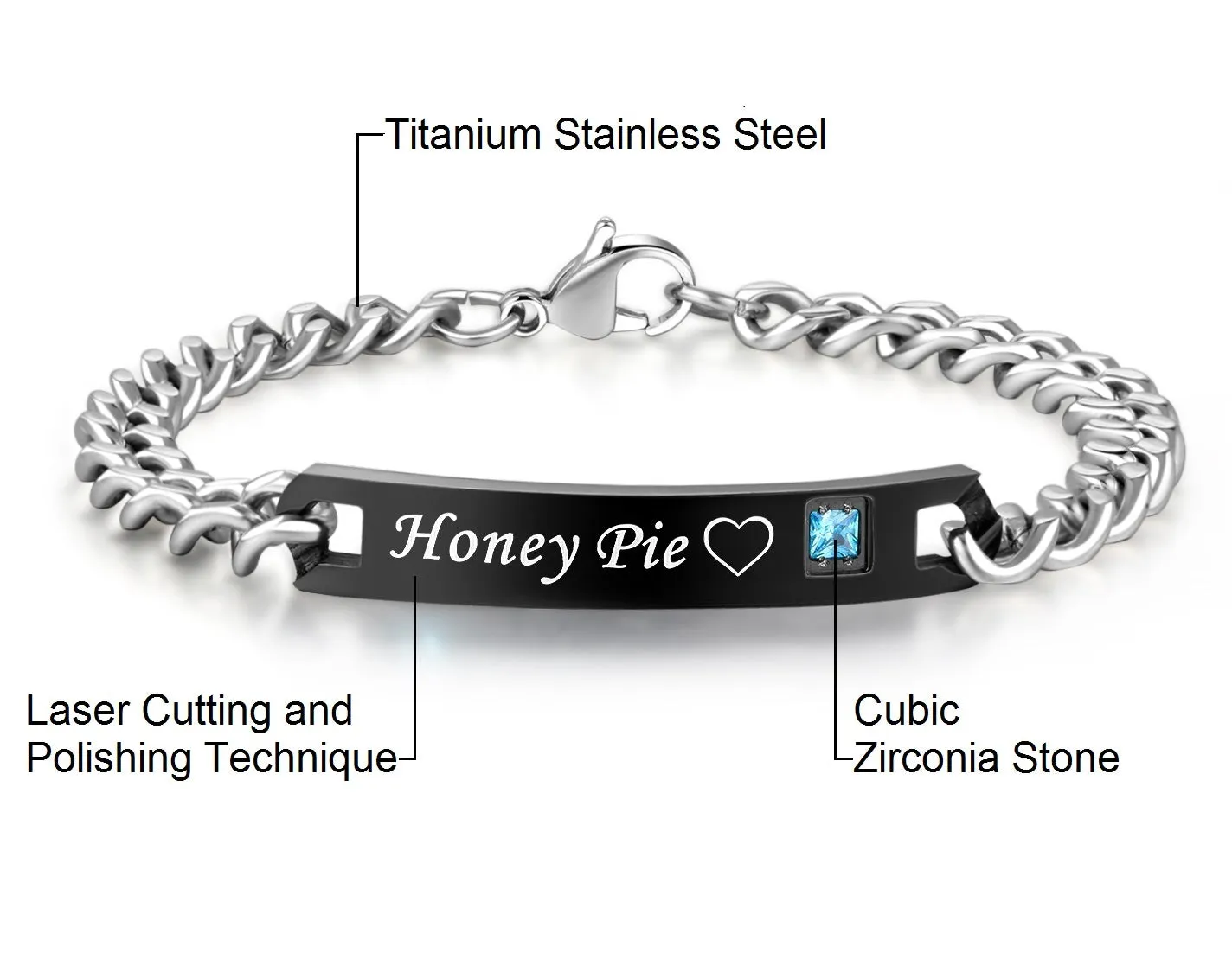 His & Hers Matching Set Sweet Pie Honey Pie Couple Bracelets, Valentine, Anniversary, Wedding, Promise, Engagement Gift