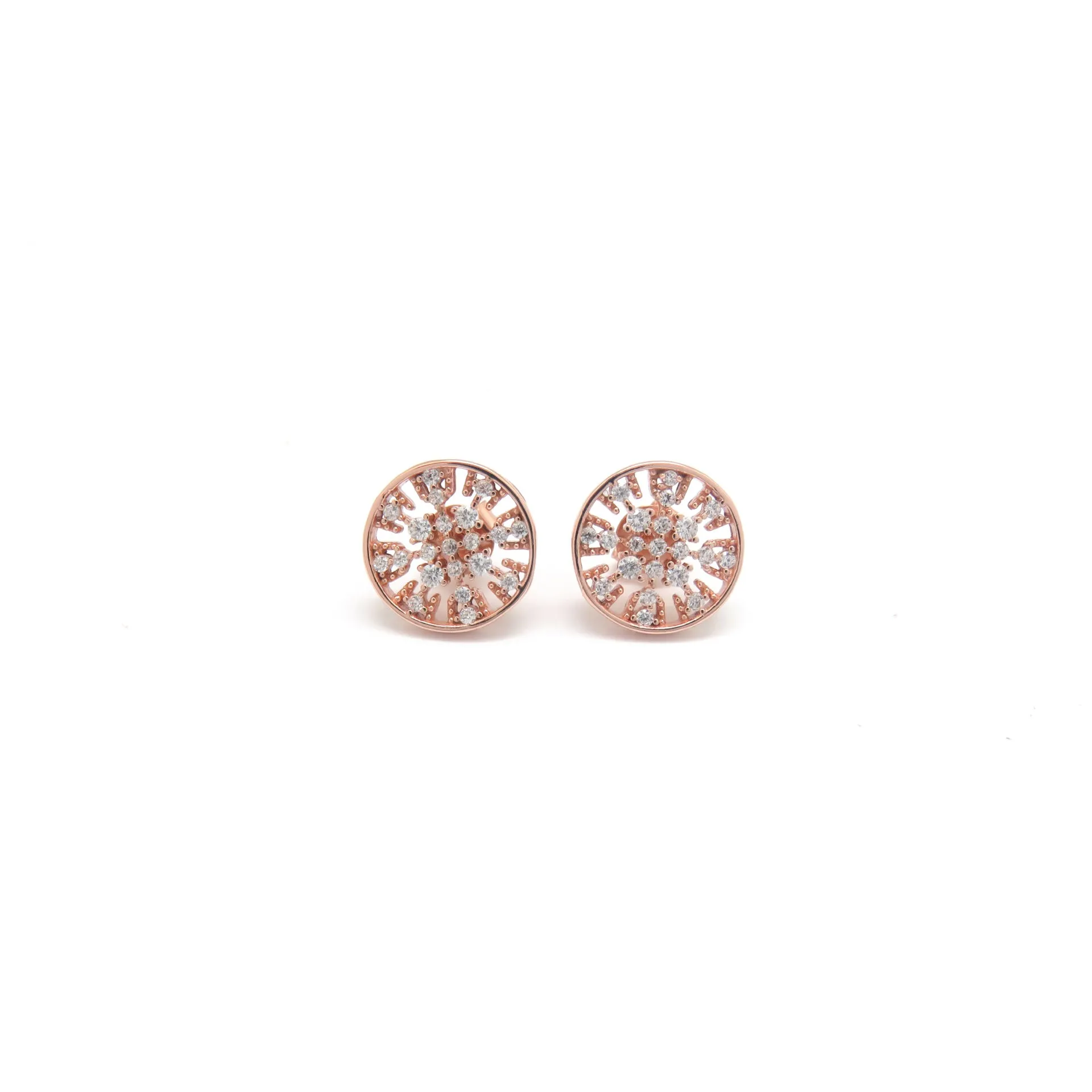 Hollow Circle Zircon Silver Stud Earrings