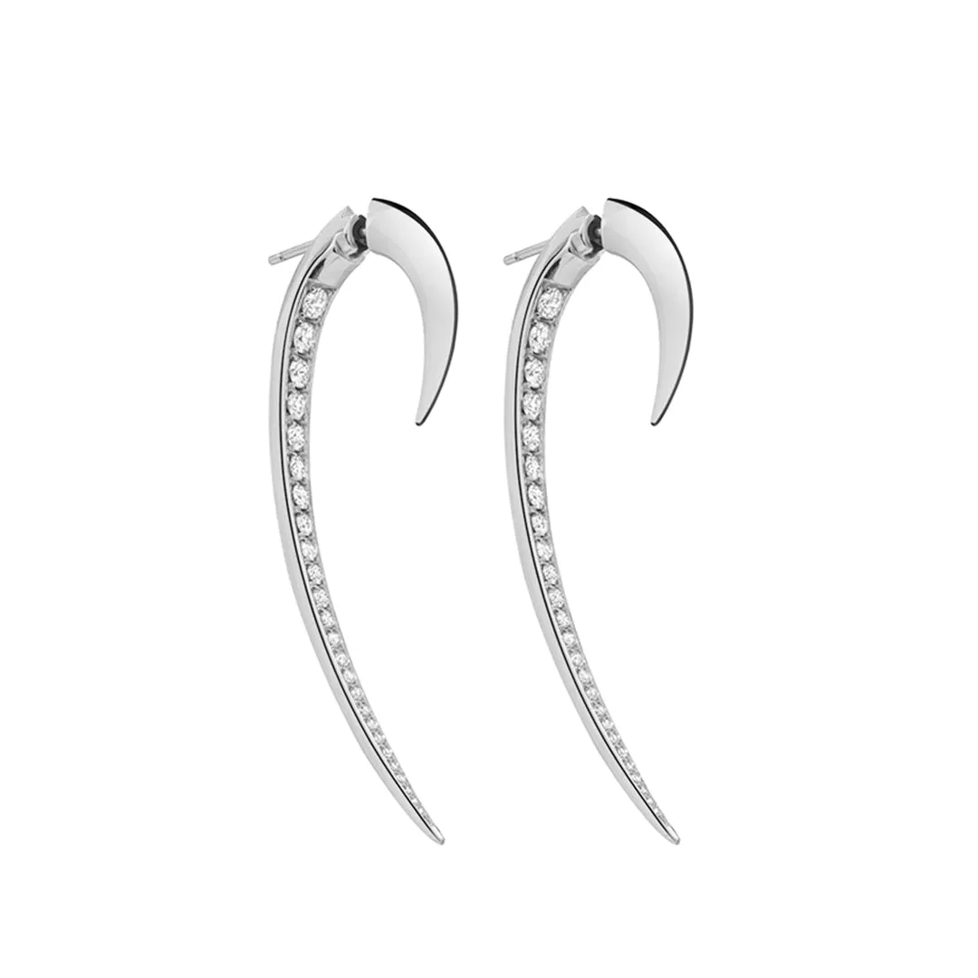 Hook Fine Large Earrings - 18ct White Gold & Diamond