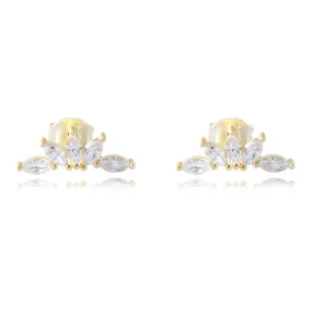 Horse-eye Zircon Petal Silver Studs Earrings for Women