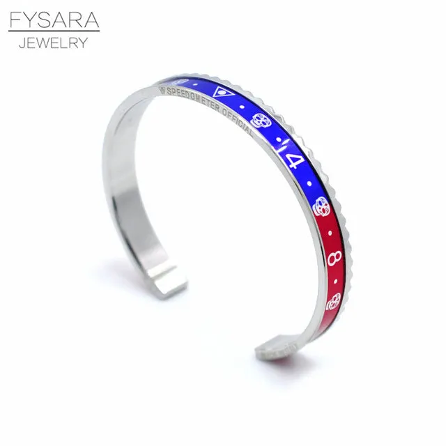 Hot Sale Ltalian Style New Fashion Jewelry 316L Stainless Steel Cuff Bracelet Speedometer Official Bracelet Men 12 Color (1pcs)