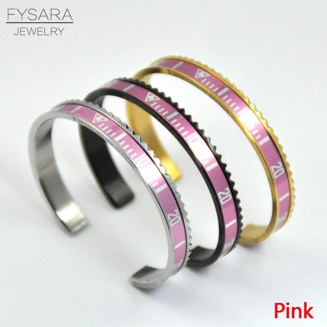 Hot Sale Ltalian Style New Fashion Jewelry 316L Stainless Steel Cuff Bracelet Speedometer Official Bracelet Men 12 Color (1pcs)