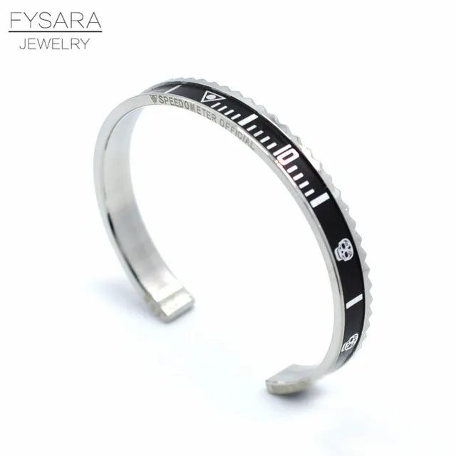 Hot Sale Ltalian Style New Fashion Jewelry 316L Stainless Steel Cuff Bracelet Speedometer Official Bracelet Men 12 Color (1pcs)