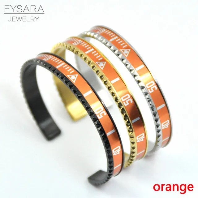 Hot Sale Ltalian Style New Fashion Jewelry 316L Stainless Steel Cuff Bracelet Speedometer Official Bracelet Men 12 Color (1pcs)