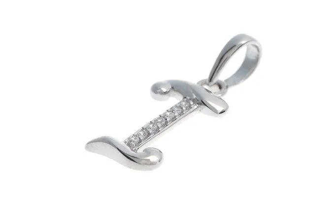 'I' Initial Pendant 18ct White Gold Cubic Zirconia (1.04g) P000I1