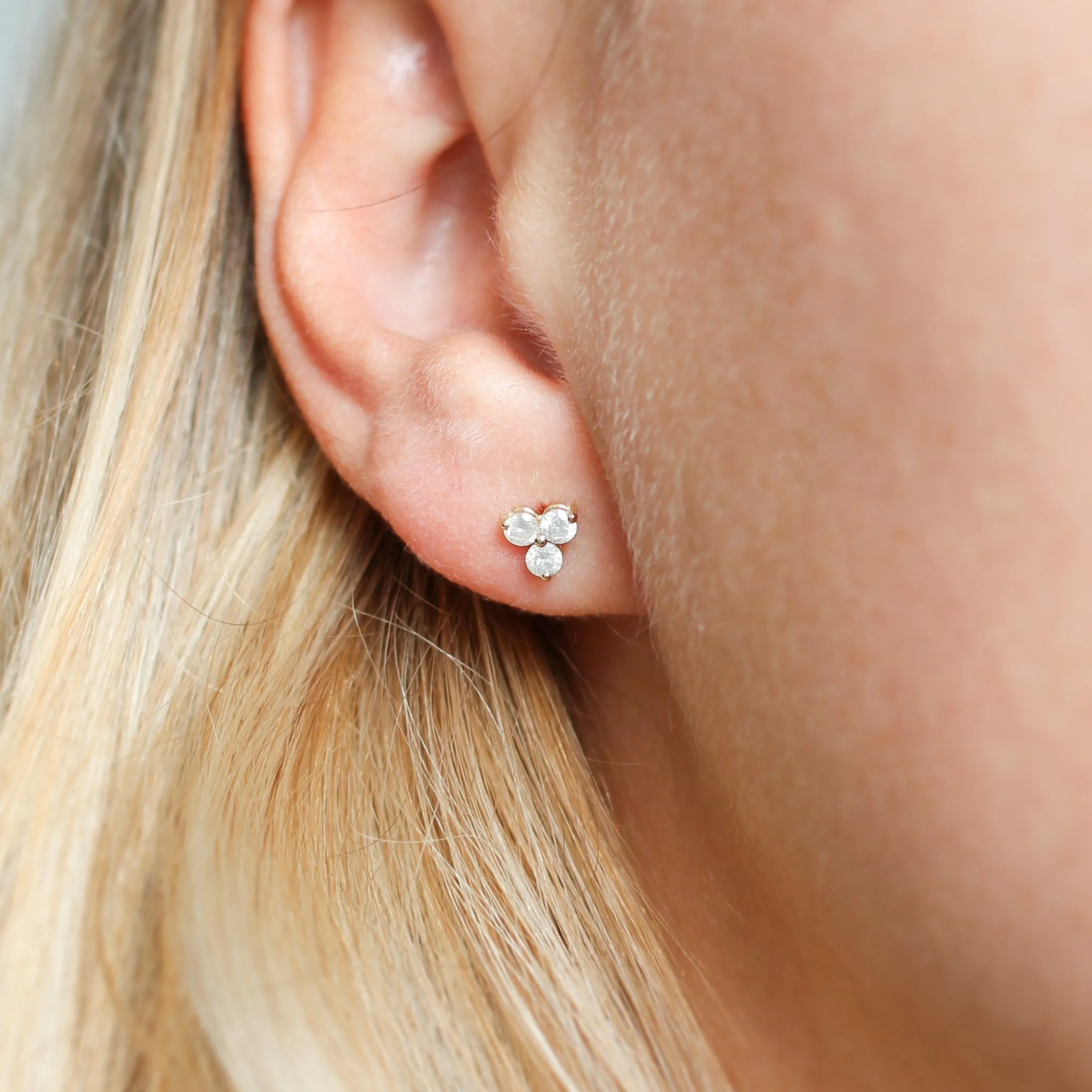 Icy Diamond Cluster Stud Earrings