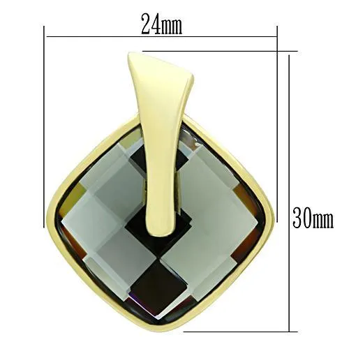 IP Gold(Ion Plating) Brass Earrings with Synthetic Synthetic Glass in Black Diamond for Women Black Diamond Stone Color Style GL342