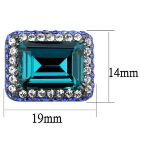 IP Light Black (IP Gun) Stainless Steel Earrings with Top Grade Crystal in Blue Zircon for Women Blue Zircon Stone Color Style TK2812