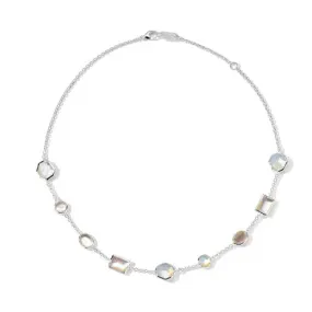 Ippolita Sterling Silver Rock Candy Mixed-Cut Station Necklace in Crystal and Mother of Pearl 16-18in