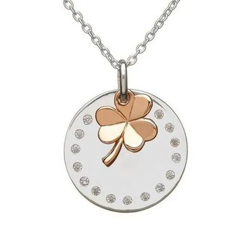 Irish Rose gold Shamrock Pendant - Heritage Collection