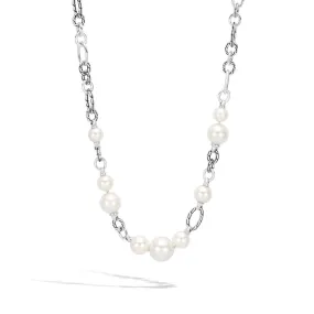 John Hardy Classic Chain Sterling Silver Link Necklace with Fresh Water Pearls, 18 inch