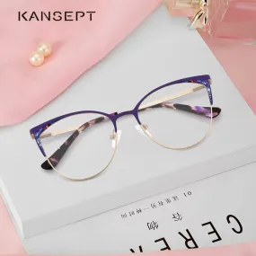 Kansept Women's Full Rim Cat Eye Stainless Steel Frame Reading Glasses 202113