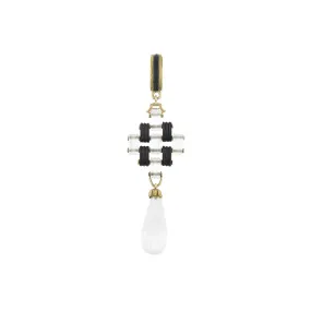 KREMENTZ Late Victorian 14kt Onyx Rock Quartz Crystal Pendant