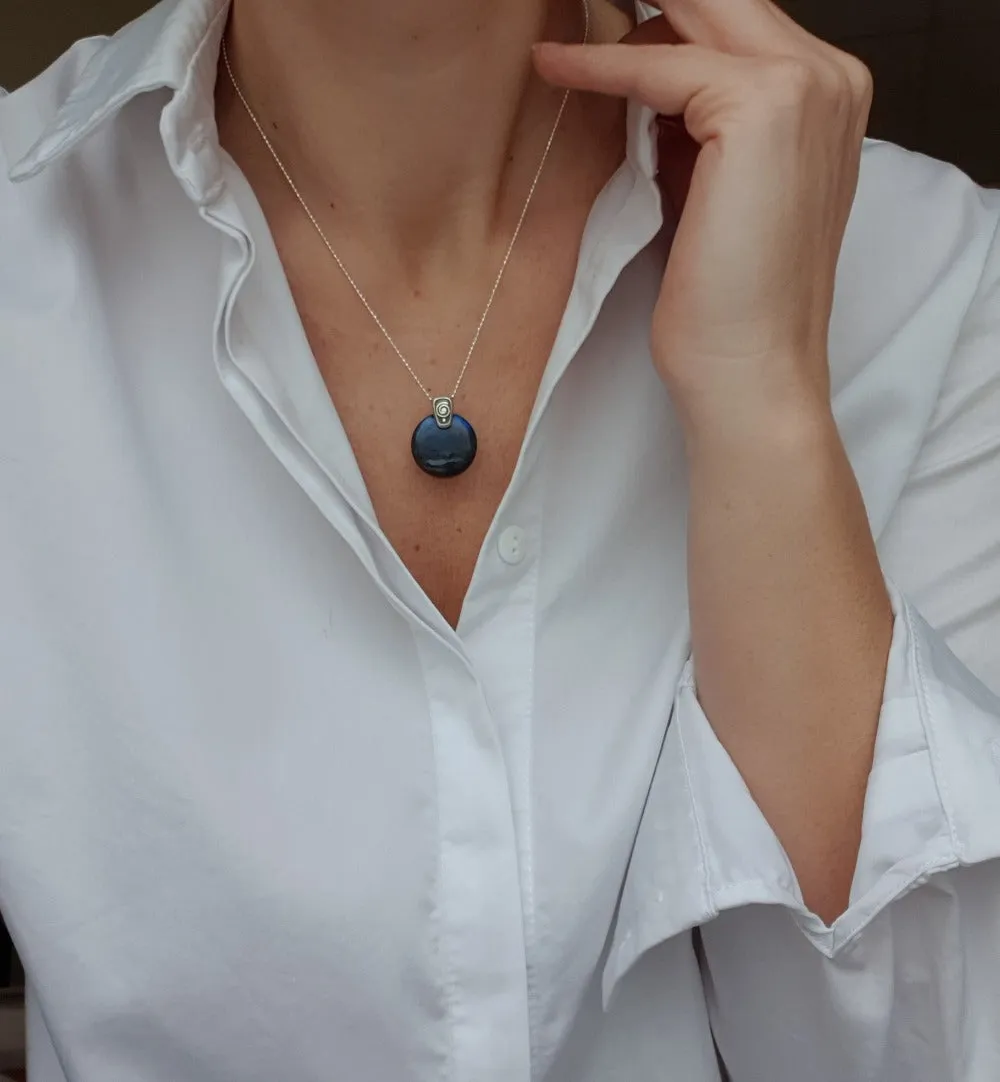 Labradorite AAA  Silver Pendant with chain "The Guardian"