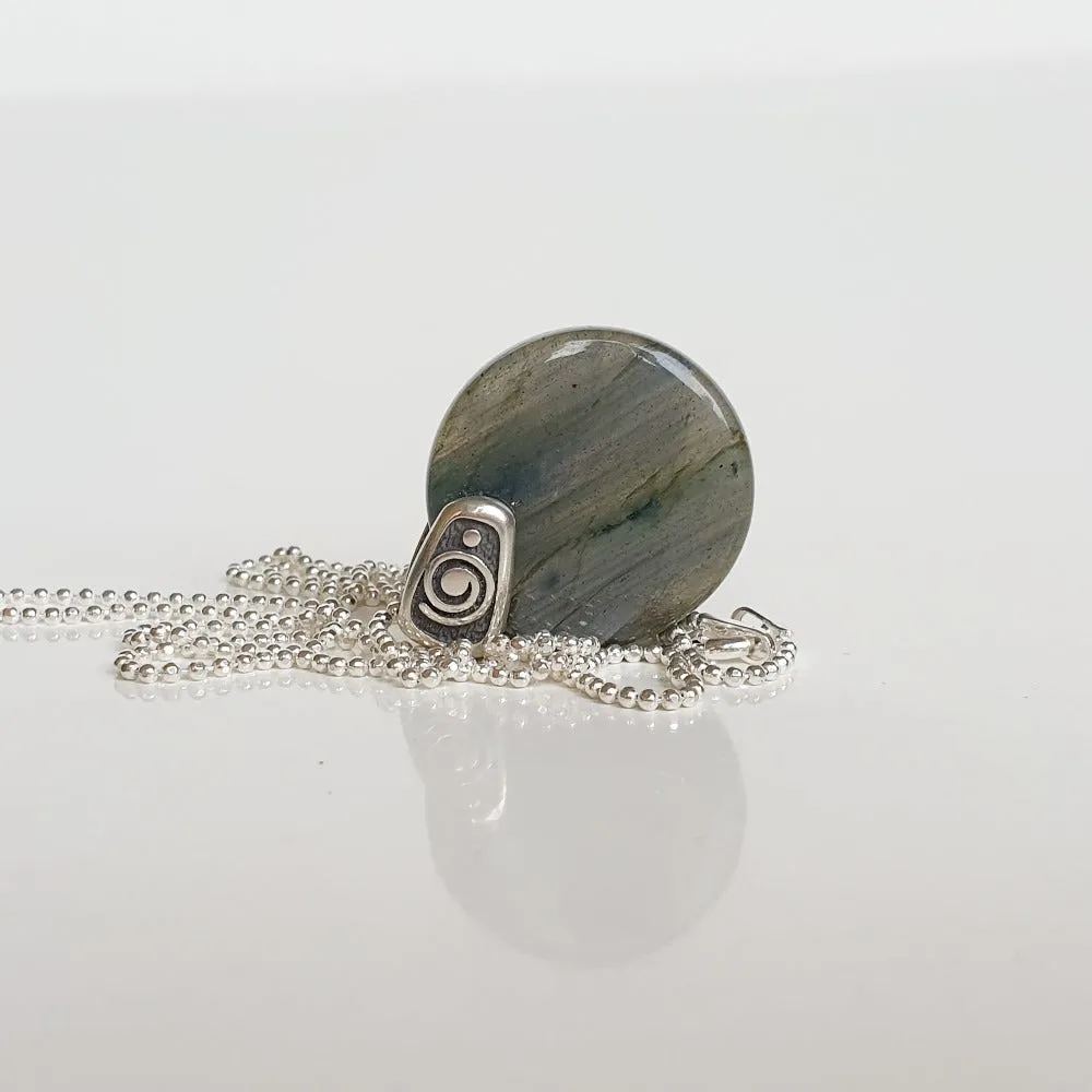 Labradorite AAA  Silver Pendant with chain "The Guardian"