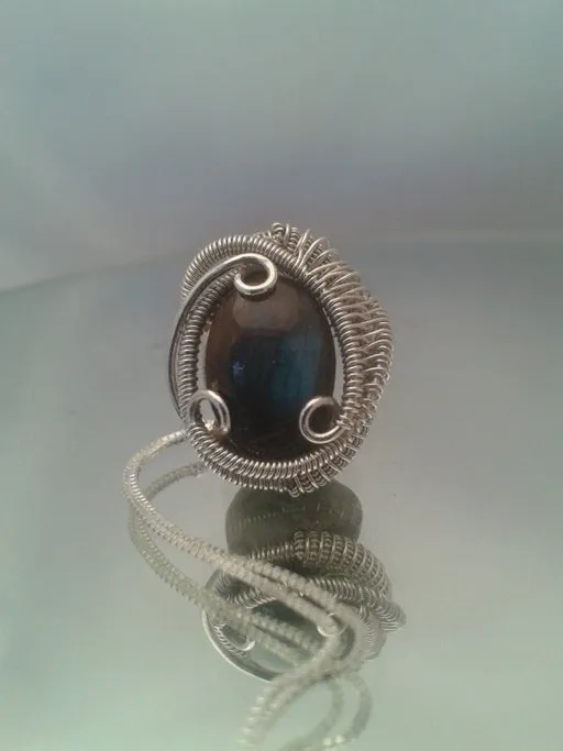 Labradorite Wire Wrapped Mini Pendant