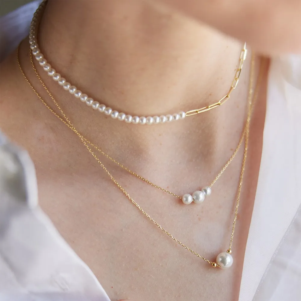 Laura Gold Chain Necklace with single pearl