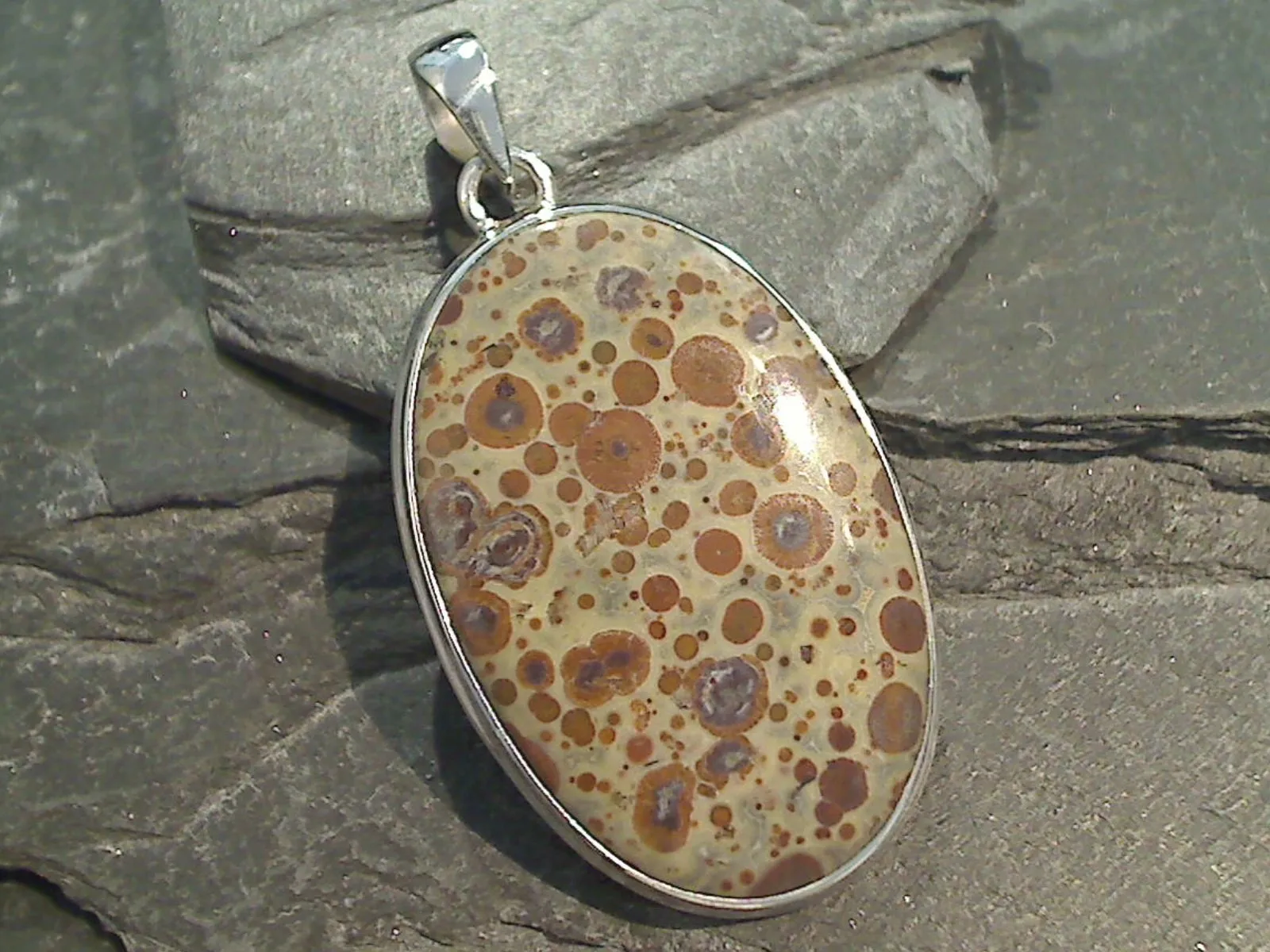 Leopardskin Jasper, Sterling Silver Large Pendant