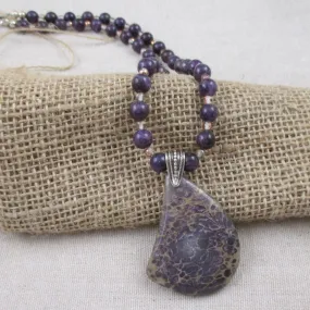 Lepedolite and Purple Nevada Variscite Gemstone Necklace