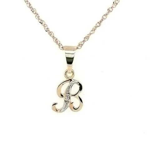 Letter B Initial Diamond Pendant 9ct