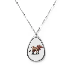 Light Brown Cow Oval Necklace