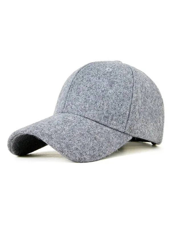 Light Grey Felt Baseball Cap with Closed Closure