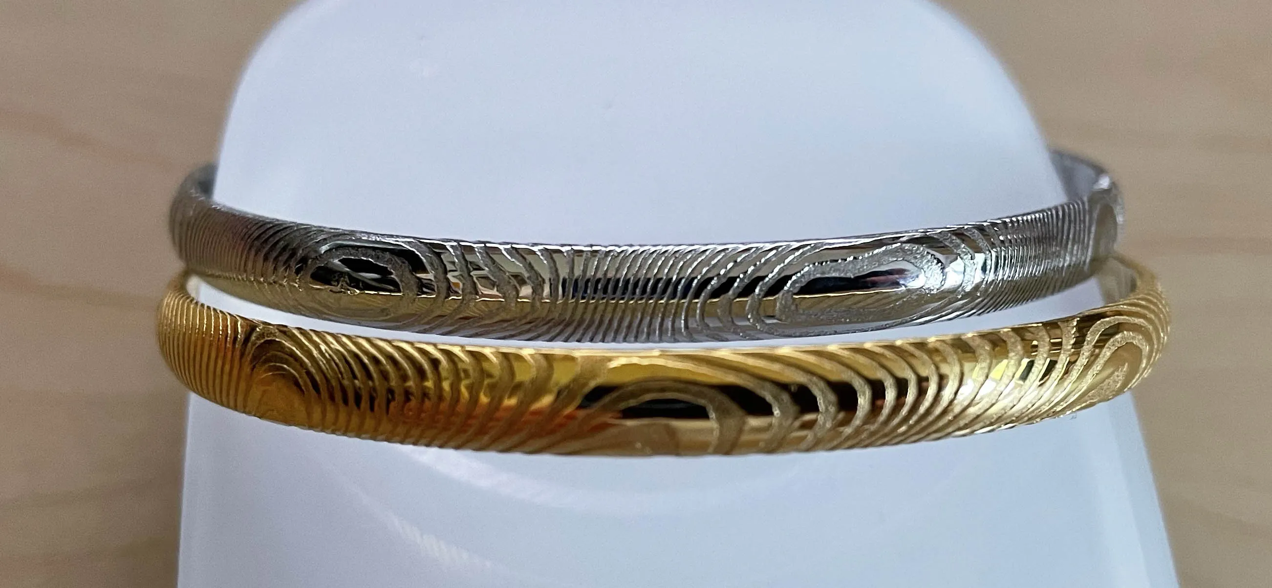 Lightweight stainless Damascus steel Karas - some with gold tone