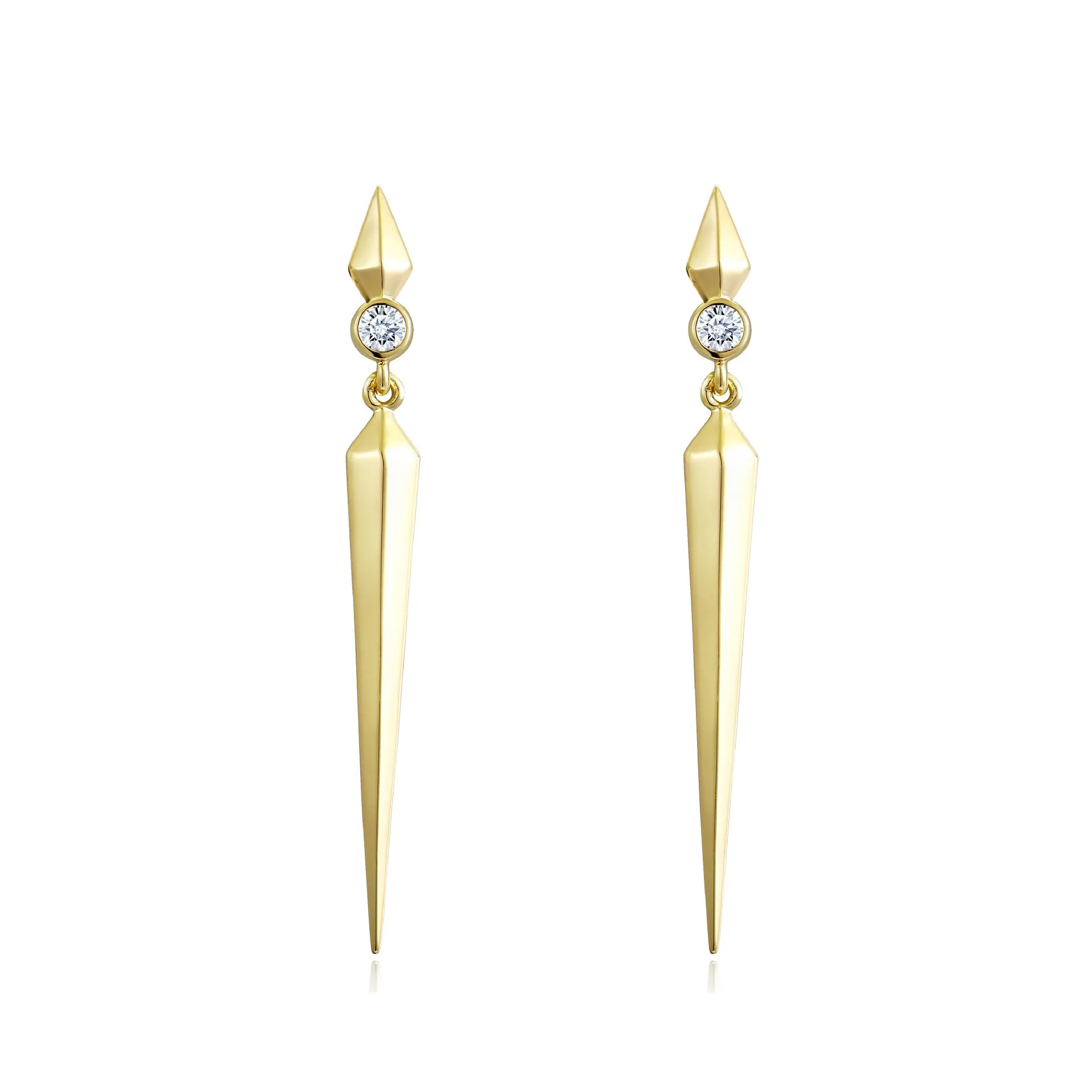 Long Cone with Zircon Silver Drop Earrings for Women