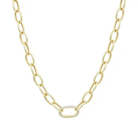 Loop Link Necklace with Single Large Pave Link