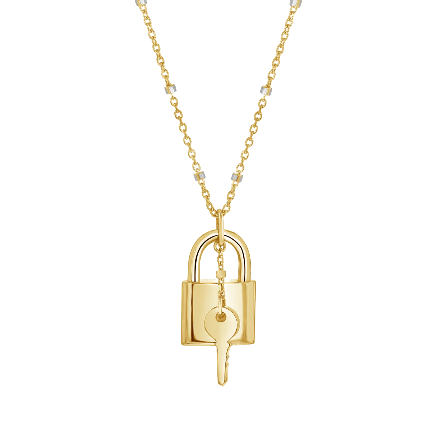 Love Padlock and Key Sparkle Chain Necklace